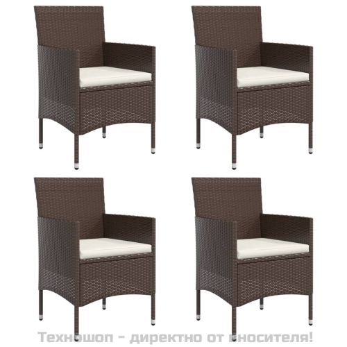 Градински трапезен комплект с възглавници 5 части, кафяво/черно