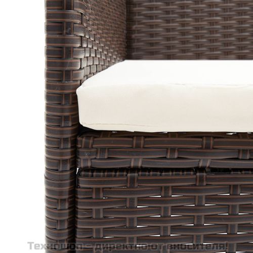 Градински трапезен комплект с възглавници 5 части, кафяво/черно