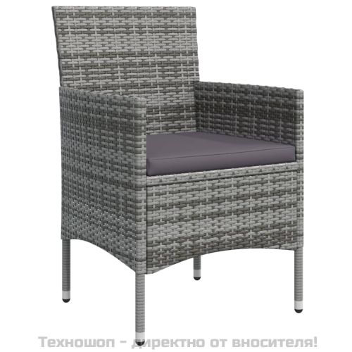 Градински трапезен комплект с възглавници 7 части сиво и черно