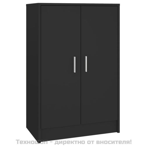 Шкаф за обувки, черен, 60x35x92 см, инженерно дърво