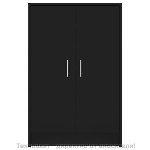 Шкаф за обувки, черен, 60x35x92 см, инженерно дърво