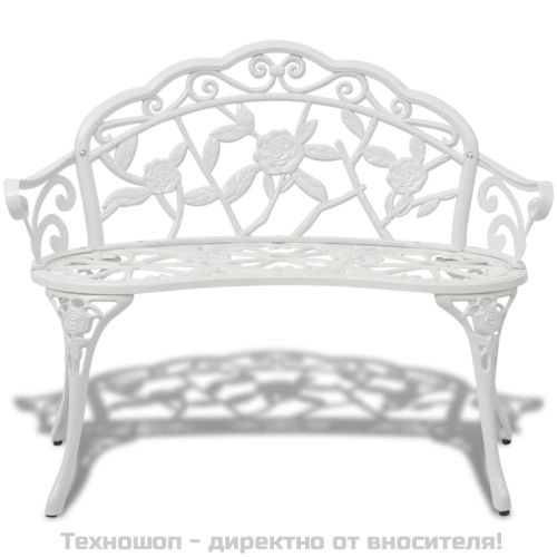 Градинска пейка, 100 см, лят алуминий, бяла