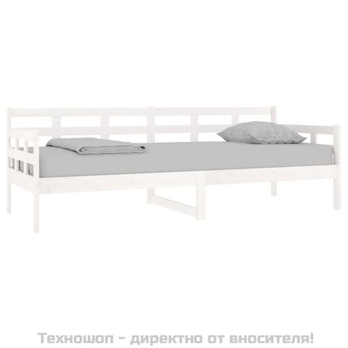Дневно легло, бяло, борово дърво масив, 80x200 см