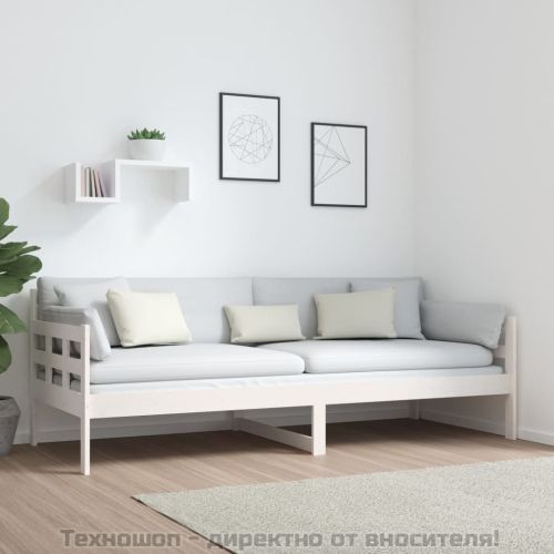 Дневно легло, бяло, борово дърво масив, 80x200 см