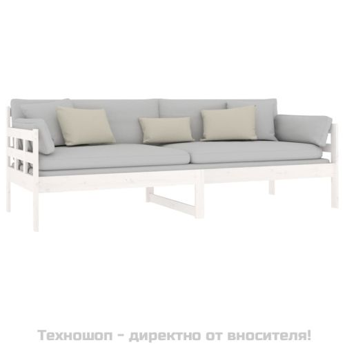 Дневно легло, бяло, борово дърво масив, 80x200 см