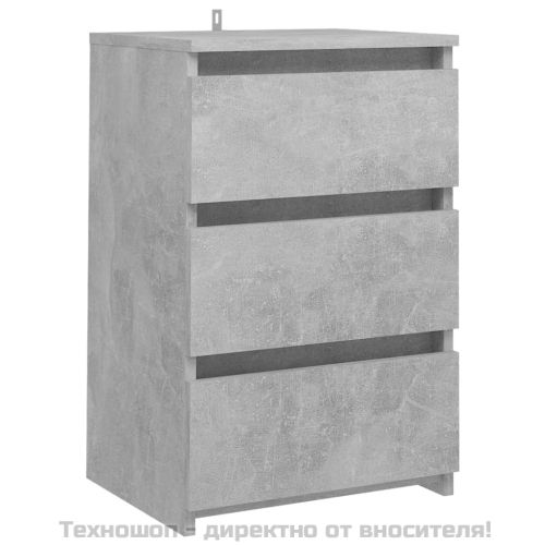 Нощно шкафче, бетонно сиво, 40x35x62,5 см, инженерно дърво