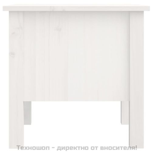 Странична масичка, бяла, 40x40x39 см, борово дърво масив
