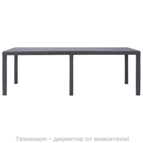 Градинска маса, 220x90x72 см, пластмаса, ратанов вид, кафява