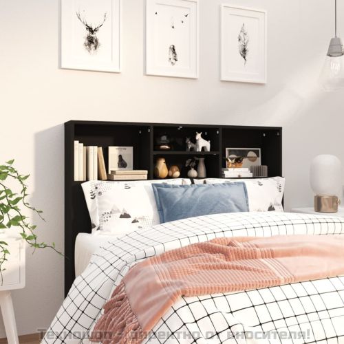 Табла за легло тип шкаф, черна, 120x19x103,5 см