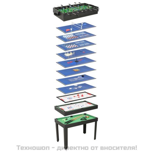 Мултифункционална игрална маса 15-в-1, 121x61x82 см, черна