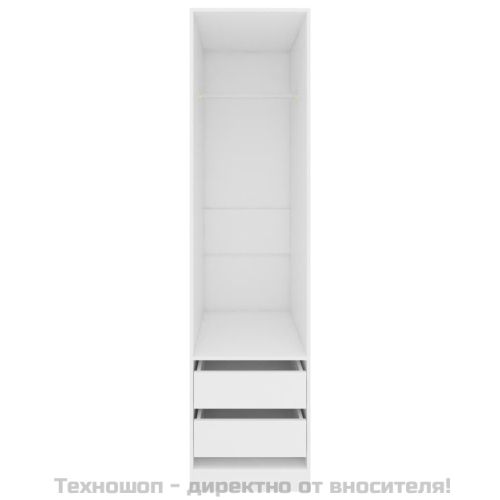 Гардероб с чекмеджета, бял, 50x50x200 см, ПДЧ