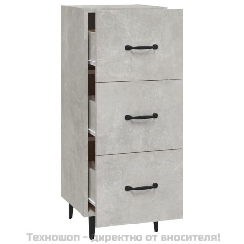 Сайдборд, бетонно сив, 34,5x34x90 см, инженерно дърво