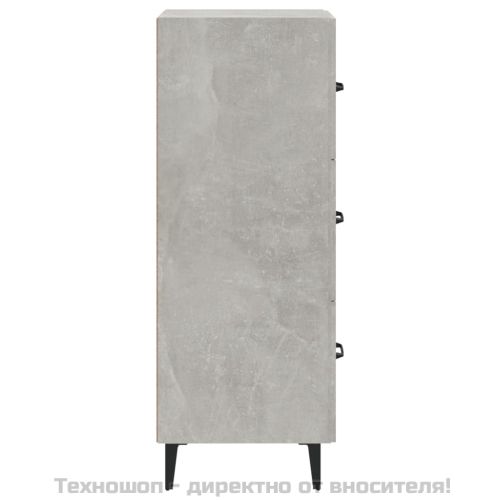 Сайдборд, бетонно сив, 34,5x34x90 см, инженерно дърво