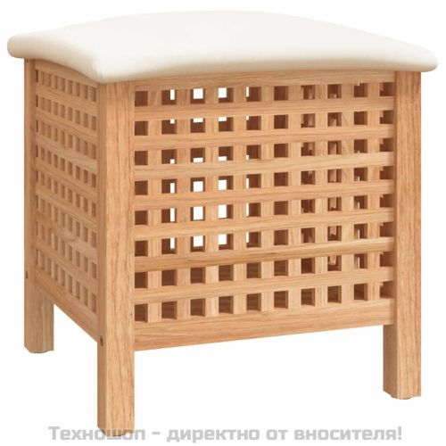 Табуретка за баня, 48x47,5x52 см, орехово дърво масив