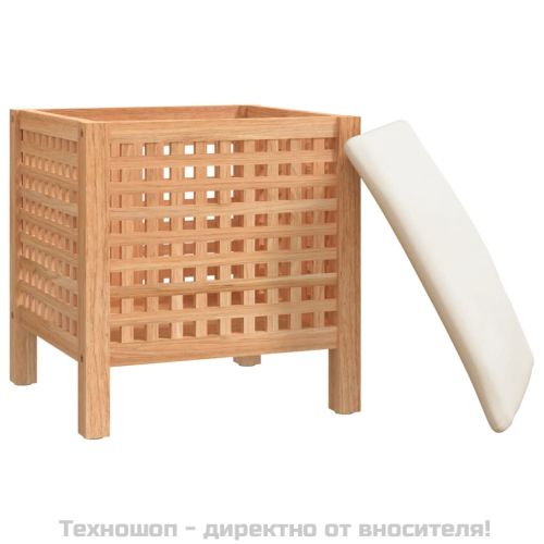 Табуретка за баня, 48x47,5x52 см, орехово дърво масив