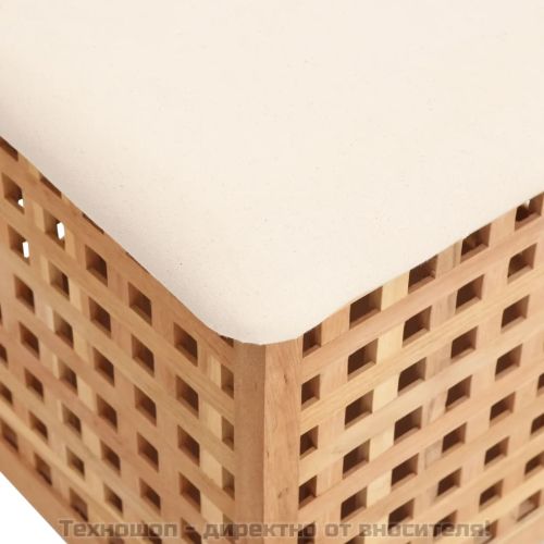 Табуретка за баня, 48x47,5x52 см, орехово дърво масив