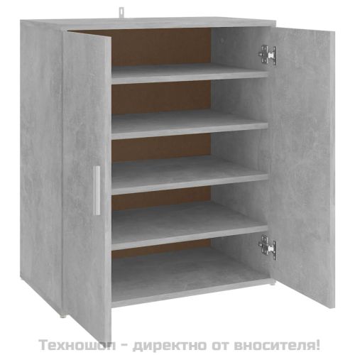 Шкаф за обувки, бетонно сив, 60x35x70 см, инженерно дърво