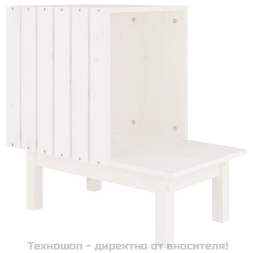 Котешка къща, бяло , 60x36x60 см, масивно дърво бор