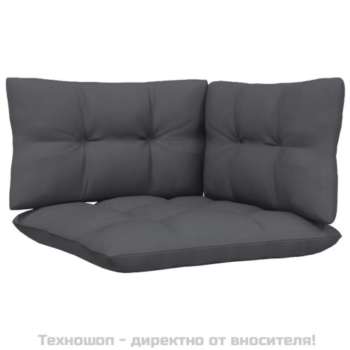Градински лаундж комплект 3 части с възглавници сив бор масив