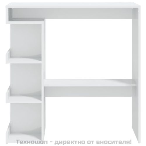 Бар маса с шкаф за съхранение, бял гланц, 100x50x101,5 см