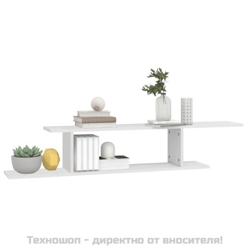Стенен ТВ рафт, бял, 125x18x23 см, инженерно дърво