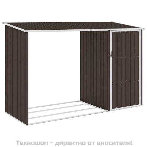 Градински навес кафяв 245x98x159 см поцинкована стомана