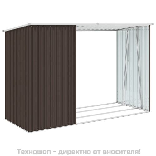Градински навес кафяв 245x98x159 см поцинкована стомана