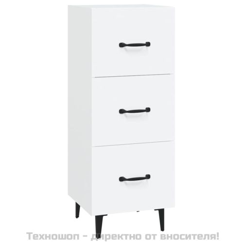 Сайдборд, бял, 34,5x34x90 см, инженерно дърво