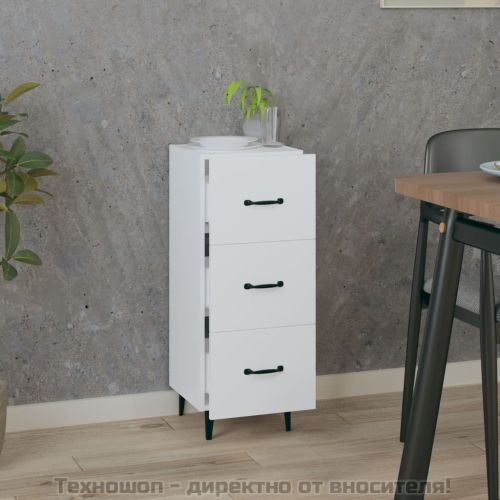 Сайдборд, бял, 34,5x34x90 см, инженерно дърво