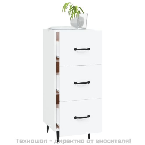 Сайдборд, бял, 34,5x34x90 см, инженерно дърво