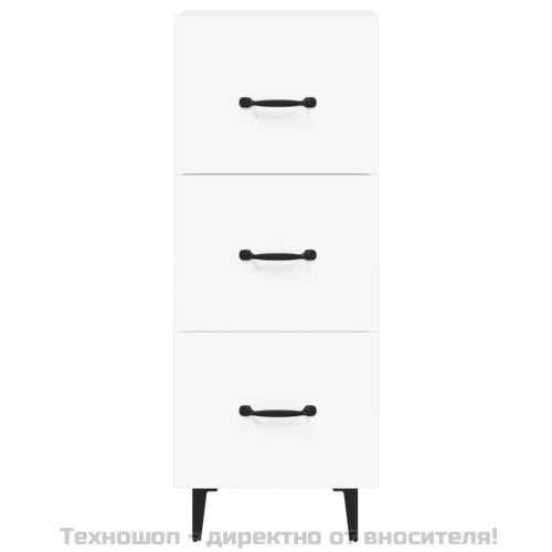 Сайдборд, бял, 34,5x34x90 см, инженерно дърво