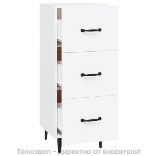 Сайдборд, бял, 34,5x34x90 см, инженерно дърво