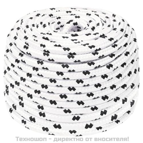 Плетено въже за лодка бяло 6 мм x 100 м полиестер