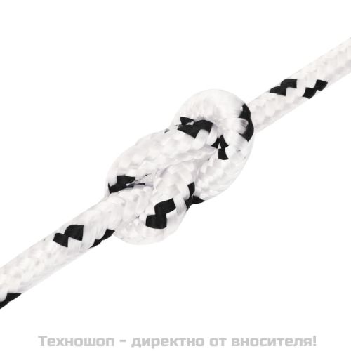 Плетено въже за лодка бяло 6 мм x 100 м полиестер