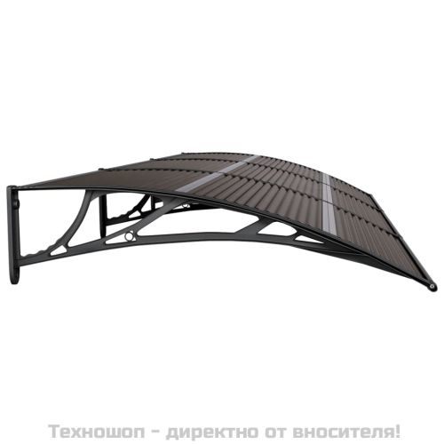 Навес за врата, черен, 300x100 см, поликарбонат