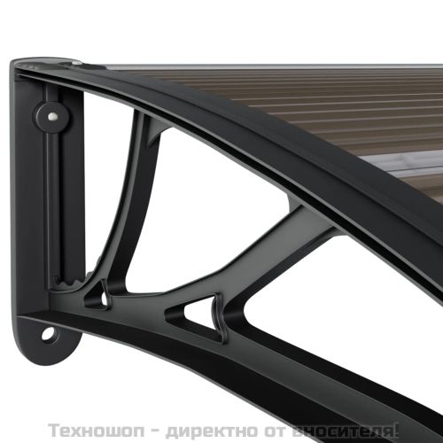 Навес за врата, черен, 300x100 см, поликарбонат