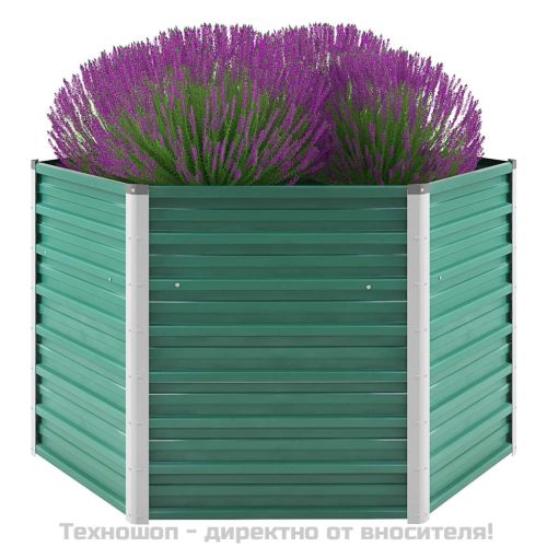 Градинска висока леха поцинкована стомана 129x129x77 см зелена