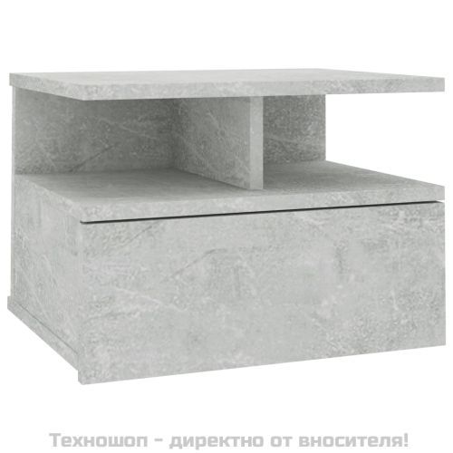 Нощно шкафче за стена, бетонно сиво, 40x31x27см инженерно дърво