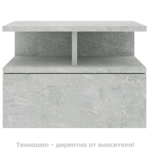 Нощно шкафче за стена, бетонно сиво, 40x31x27см инженерно дърво