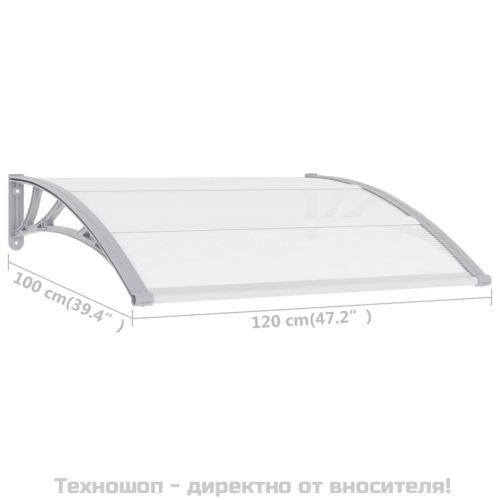 Навес за врата сив 120x100 см PC