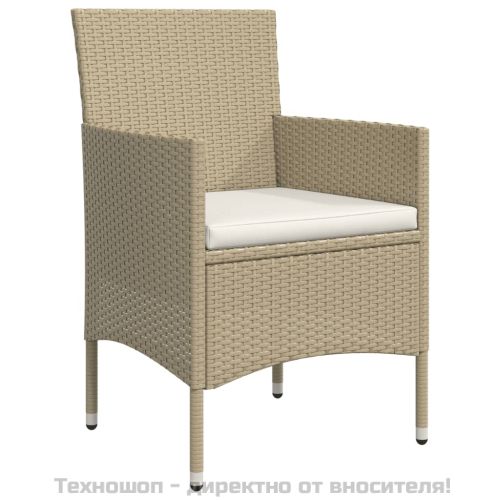 Градински трапезен комплект с възглавници 5 части, бежово/черно