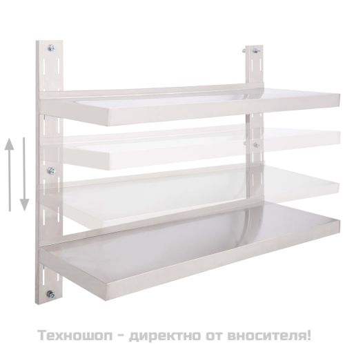 Стенен рафт с 2 нива, неръждаема стомана, 100x30 см