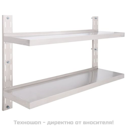 Стенен рафт с 2 нива, неръждаема стомана, 120x30 см