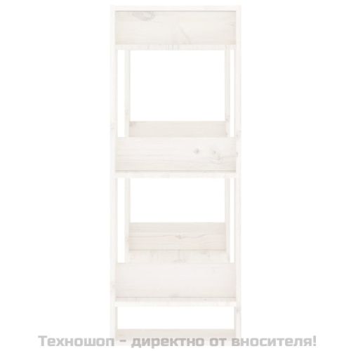 Библиотека/разделител за стая, бяла, 60x35x91 см, бор масив