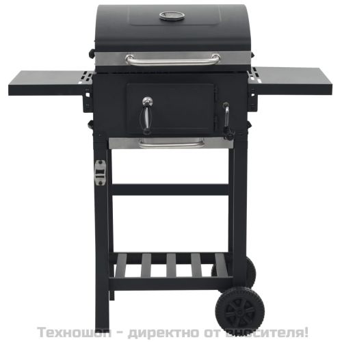 Барбекю грил на дървени въглища с долен рафт, черно