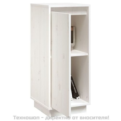 Сайдборд, бял, 31,5x34x75 см, бор масив