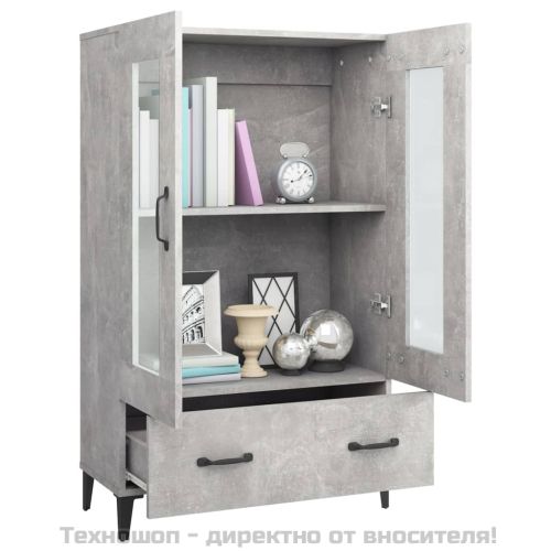 Висок шкаф, бетонно сив, 70x31x115 см, инженерно дърво