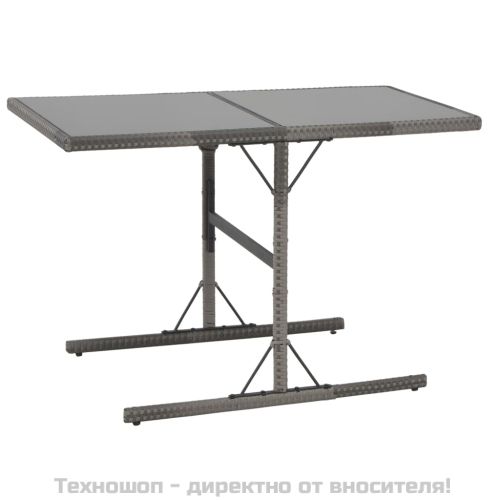 Градински комплект с възглавници, 7 части, полиратан, сив