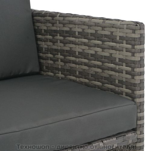 Градински комплект с възглавници, 7 части, полиратан, сив