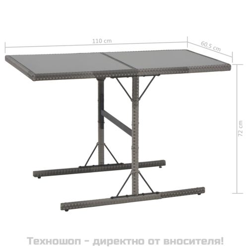 Градински комплект с възглавници, 7 части, полиратан, сив